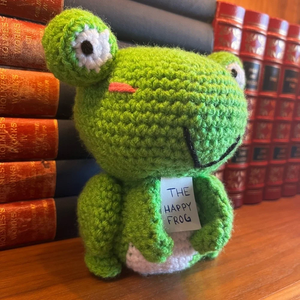 The Happy Frog Stuffed Animal Plushie Hand Crocheted! - Picture 9 of 11